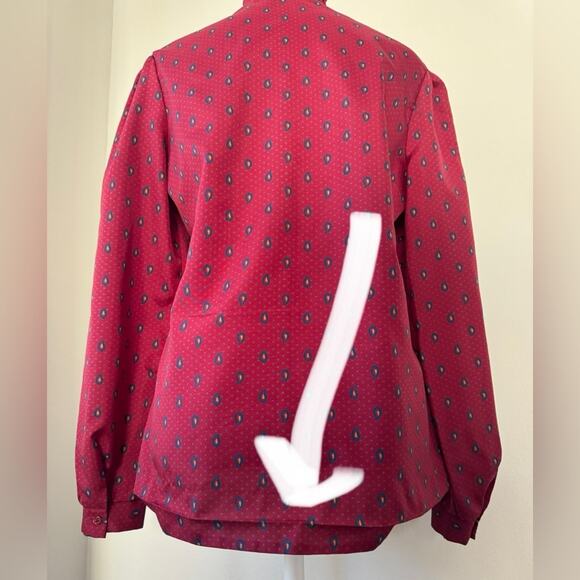 Vintage ‘70s Ship ‘n Shore Burgundy Long Sleeve Collared Button Down Blouse - Picture 9 of 9